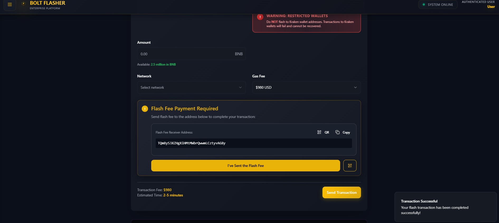 Transaction Success Screen