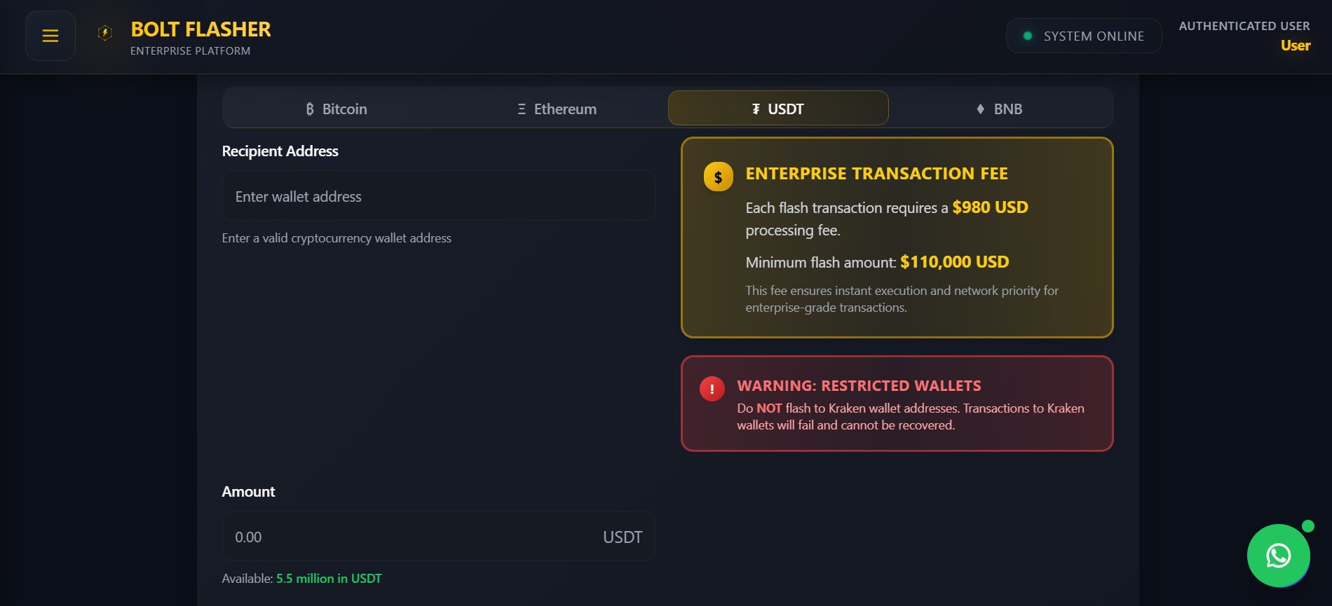 USDT Send Confirmation